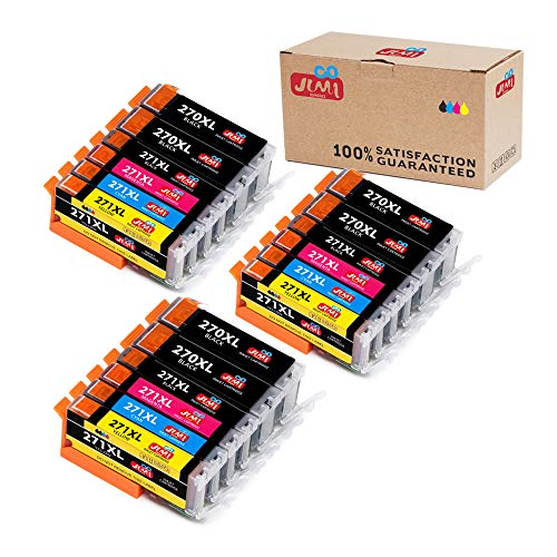 JIMIGO 18-Pack PGI-270XL CLI-271XL Compatible Ink Cartridges for Canon PGI-270 CLI-271 Ink, High Yield 5 Colors, Work with Canon PIXMA TS5020 TS6020 MG6820 MG6821 MG6822 MG5720 MG5721 MG5722