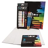 Acrylic Paints - 12 Acrylic Paint Tubes - 6 Paint Brushes - 3 Canvas Panels - Ul