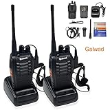 Walkie Talkie 16 Channels Long Range Two Way Radio 2pcs Radios Box Contain Two of Every Item (2 Radios,2 Rechargeable Batteries,2 Lanyards,2 Clips,2 Antennas,2 Chargers,2 Headphones,2 Manuals)