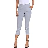 HDE Pull On Capri Pants for Women 21" Inseam Cropped Office Pants with Pockets