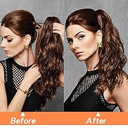 22 Inch Long Wavy Hair Ponytail Synthetic Wrap On