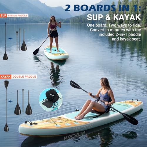 NACATIN Inflatable Stand Up Paddle Board,10'6"Upgrade Version Blow Up Paddle Boards for Adults with Premium SUP Accessories& Backpack,Adjustable Paddle,Camera Mount,Hand Pump, for Lake, River, Yoga
