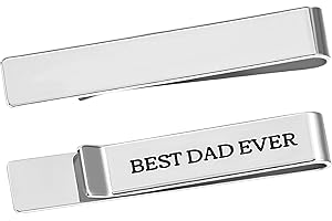 Liliaafar Personalized Tie Clips for Men Stainless Steel Tie Bars with Gift Box Best Dad Ever Gift Father