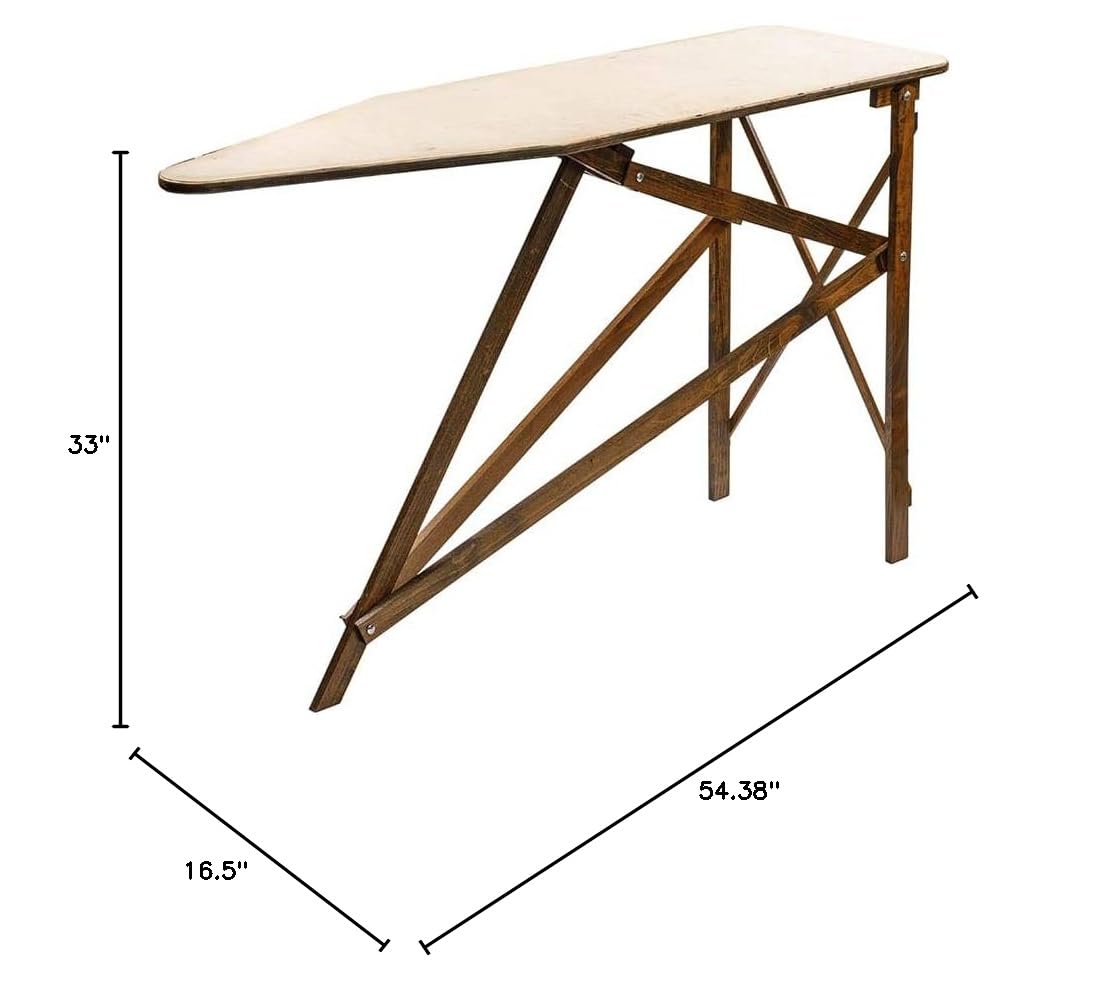 Lehman's Folding Wooden Ironing Board, Amish Made with Ironing Board Pad and Cover, Dark Finish