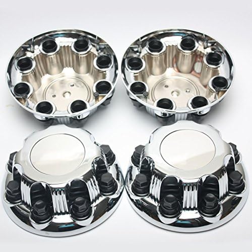 Center Caps for Chevy &amp; GMC 8 Lug Nuts, 4pc Set of Chrome Auto Hub Covers, OEM Genuine Factory Aftermarket Replacement, Easy Bolt On - Fits 16"/17" Inch Alloy Aluminum Wheel Rims