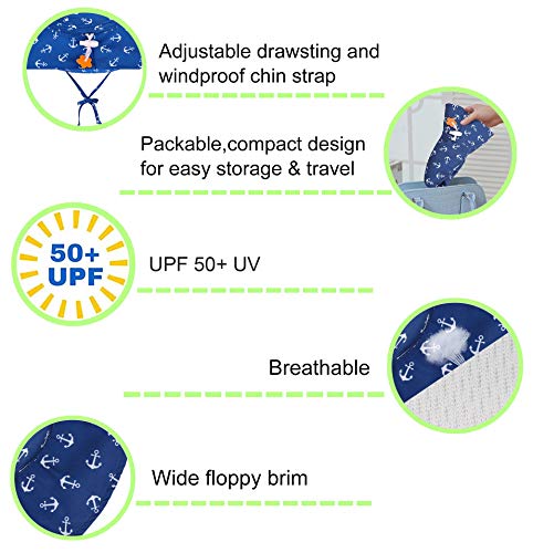 ThunderCloud Children's 50+ SPF UV Protective Baby Sun Hat,Anchors,12-24 Months