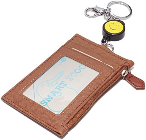 Calm パスケース Icカードケース 定期入れ ニコちゃん マーク 伸縮 キーリール キーホルダー 付き 通勤 通学 小銭 ポケット