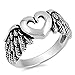 Cutout Heart Angel Wings Biker Ring New .925 Sterling Silver Band Sizes 5-12