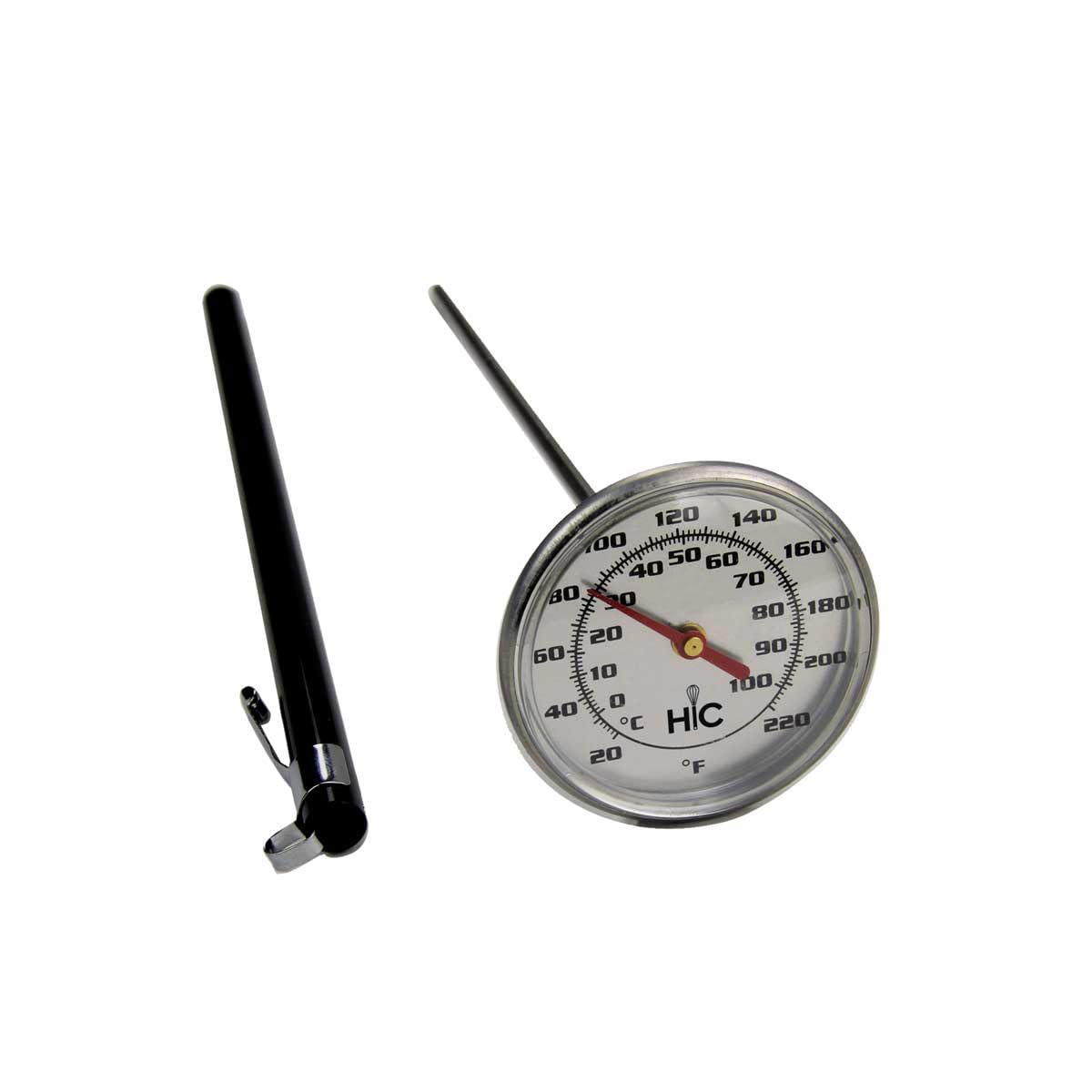 HIC Kitchen 29001 HIC Instant-Read Meat Poultry Turkey Grill Thermometer, Large 2-Inch Shatterproof Face, Stainless Steel and Protective Sheath with Internal Temperature Chart