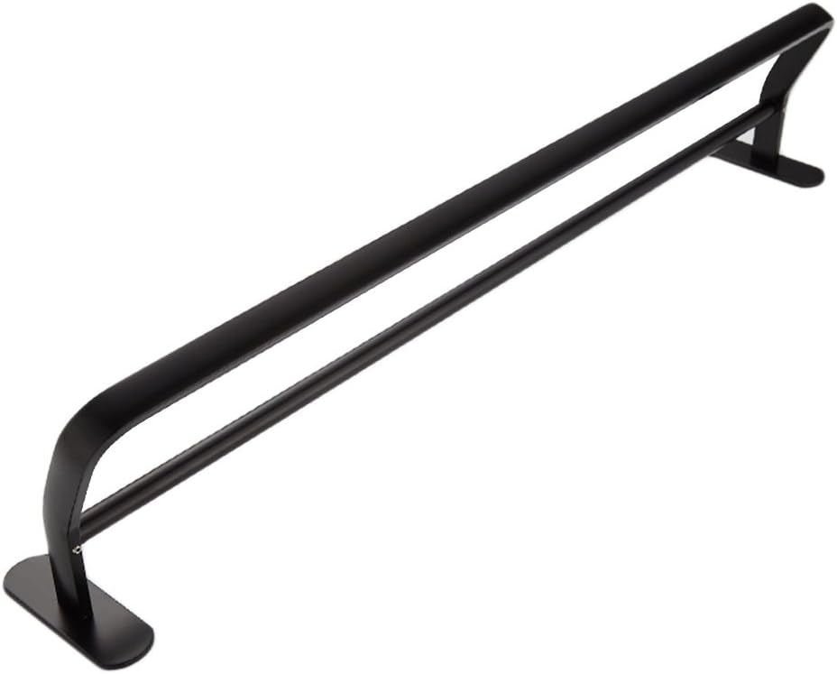 YBYB Towel rack, Simple Double pole Free punching Towel rack Black 40cm, 50cm, 60cm (Size : 400mm)