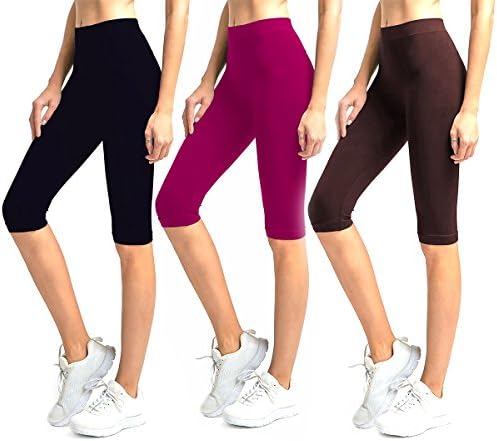 Glass House Apparel 3-Pack Solid Knee Length Spandex Yoga Leggings