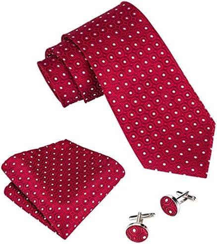 Men Fashion Jacquard Woven Classic Necktie For Wedding 8.5Cm Width Groom Neck Tie Red Dot Tie