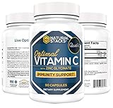 Natural Stacks Vitamin C All-Natural Immune Boosting Supplement with Zinc Glycinate| 90 Vegetarian Capsules Sourced from Non-GMO Quali-C Corn | #1 Supplement for Optimal Health and Immune Support