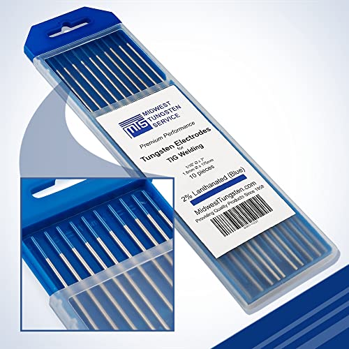 TIG Welding Tungsten Electrodes 2% Lanthanated 1.6 mm x 175 mm (Blue, WL20) 10-Pack
