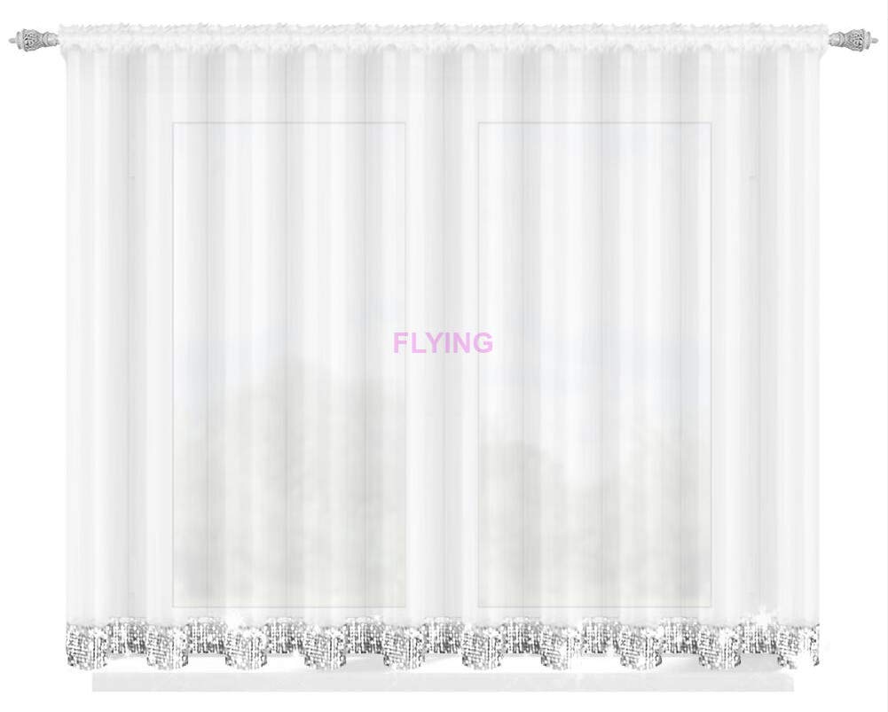 FKL DESIGN Voile Window Curtain with Gypure Pleated Tape Ruffle Tape Store Long Modern White 160 x 400 cm