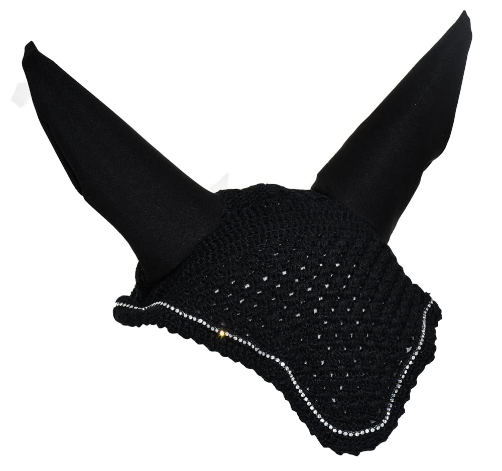 Rhinegold Diamante Fly Hood/Noise Muffler-Full-Black