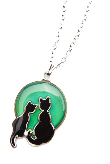 Valron Collana Con Due Gatti Sulla Luna Cambia Colore Con Lumore