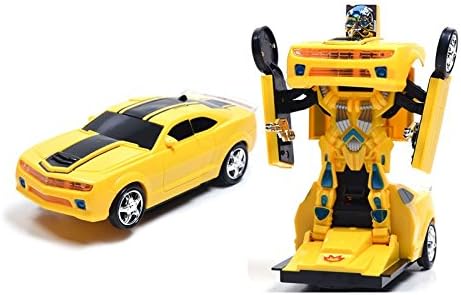 Wish Novelty - Deformation Transforming Robot Car Toy, Bump and Go Action w/ Lights, Sounds, and One Button Transformation Action. Gift For Kids