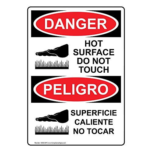 Buy Danger Hot Surface Do Not Touch English + Spanish OSHA Safety Sign