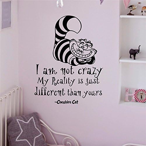 Leisure4U Cheshire Cat I Am Not Crazy Living Room Nursery Wall Decor Sticker Decal Removable Vinyl Name Wall Art Decal