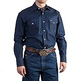 Wrangler Men's Authentic Cowboy Cut Work Western Long-Sleeve Firm Finish Shirt, Rigid Indigo Denim, XX-Large