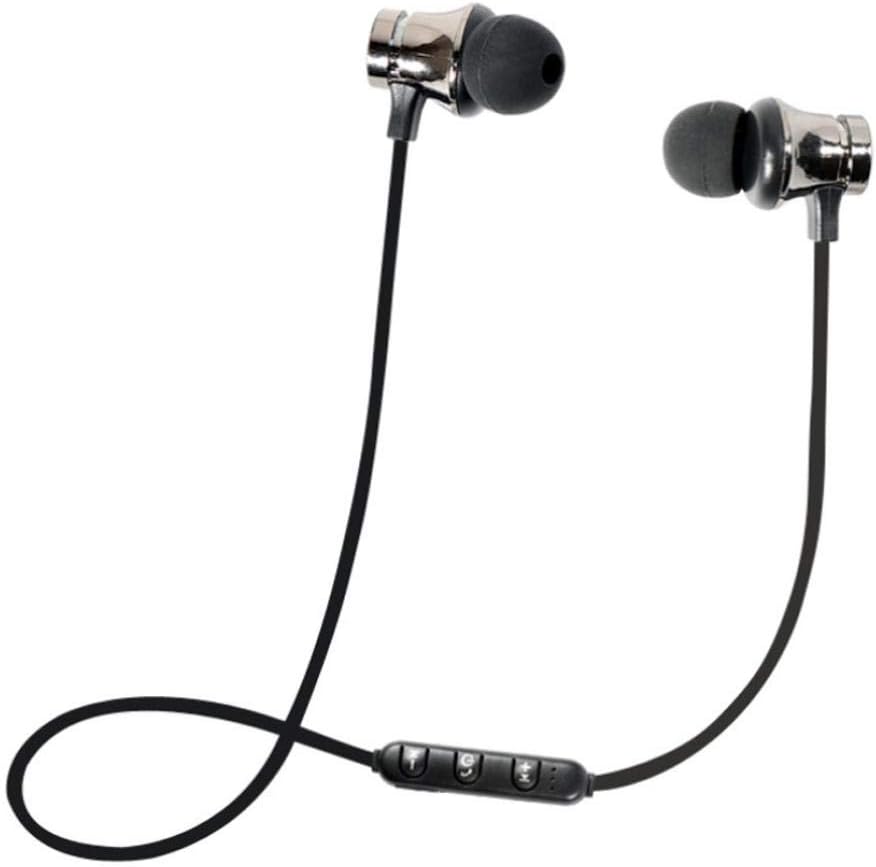 Sandistore Magnetic Wireless Bluetooth Earphone Headset Sports Stereo Headphone Earbuds Hands-Free with Mic (Silver)