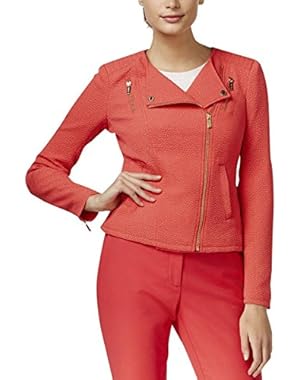Calvin Klein Womens Textured Asymmetric Zip Jacket
