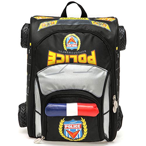 RUNALP 3D Police Car AUDI Q5 Style Backpack, Lightweight and Waterproof, Bag for Toddlers and Kids, Black