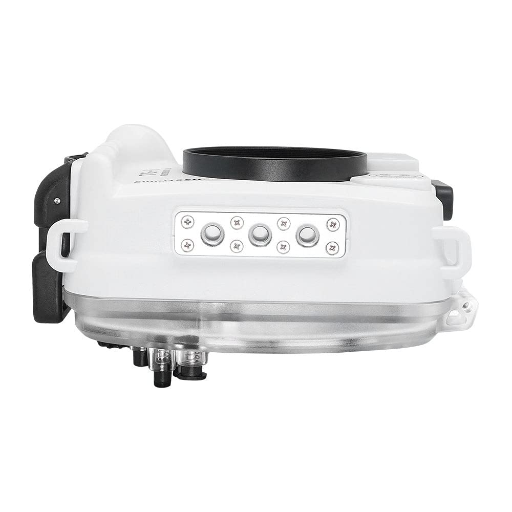 SeaFrogs Professional Underwater Housing for Olympus Tough TG-6 [60m/195ft] Scuba Waterproof Diving Case for Tough tg6, w/Inbuilt Leak Detection Sensor, Vacuum Pump Interface - White