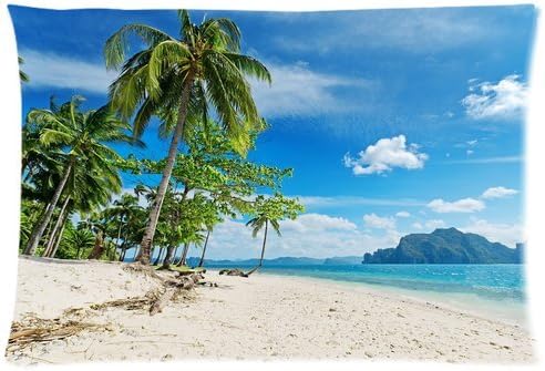 Custom Queen Size Bed Pillowcase DIY Fashion classic POP Sunny tropical beach palms Pillowcases Pillowslips Roomy in Size 20" x 30" Inch Pillow slip Bed Pillowcases Pillow cases