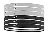 Nike Swoosh Sport Headbands (6 pk, OSFM, Black/White) Hairbands