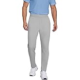 PINSPARK Men's Sweat Elastic Waist Golf Pants Stretch Relaxed Fit Pull on No Belt Loops Casual Dress Pants with Pockets