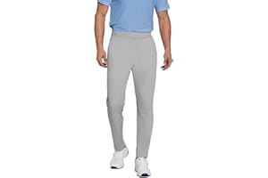 PINSPARK Men's Sweat Elastic Waist Golf Pants Stretch Relaxed Fit Pull on No Belt Loops Casual Dress Pants with Pockets