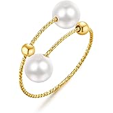 LOOYUUPEE Minimalist Open Rings Adjustable Crystal Pearl Jewelry Gifts for Wowen Mother Her