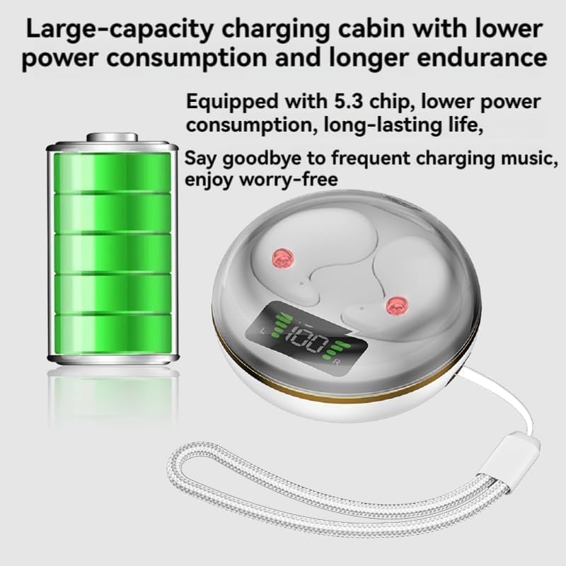Bluetooth 5.4 Wireless Invisible Bluetooth Earphones for Sleeping on the Side, Mini In-Ear Headphones, Comfortable Flat Design Sleep Headphones, IPX7 Waterproof Earphones for iOS, Samsung, Android