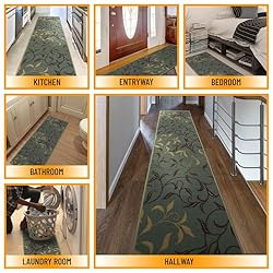 Machine Washable Leaves Design Non-Slip Rubberback