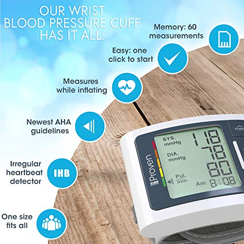 iProven Digital Blood Pressure Monitor Wrist, Memory for Readings, Irregular Heart Beat