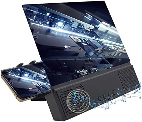 12 Inch 3D HD Phone Screen Magnifier Desktop Bracket Movie Video Amplifier with Wired Speaker for Smart Phone Expander Holder Mobile Phone Screen Magnifier (Color : Black)