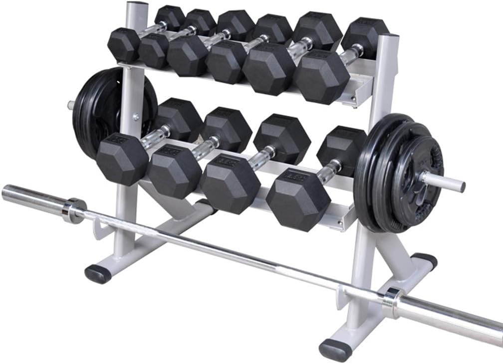 Dumbbell Rack Double-layer Dual-use Storage For Barbell Two-tier Dumbbell Storage Rack In Gym Barbell Bar Barbell Piece Storage Rack (Color : Silver, Size : 81.5 * 52 * 71cm)