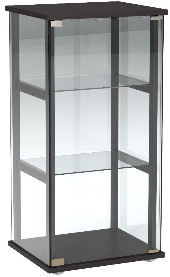 Amazon Com Bowery Hill Contemporary 3 Shelf Glass Curio Wood Cabinet In Black Home Kitchen