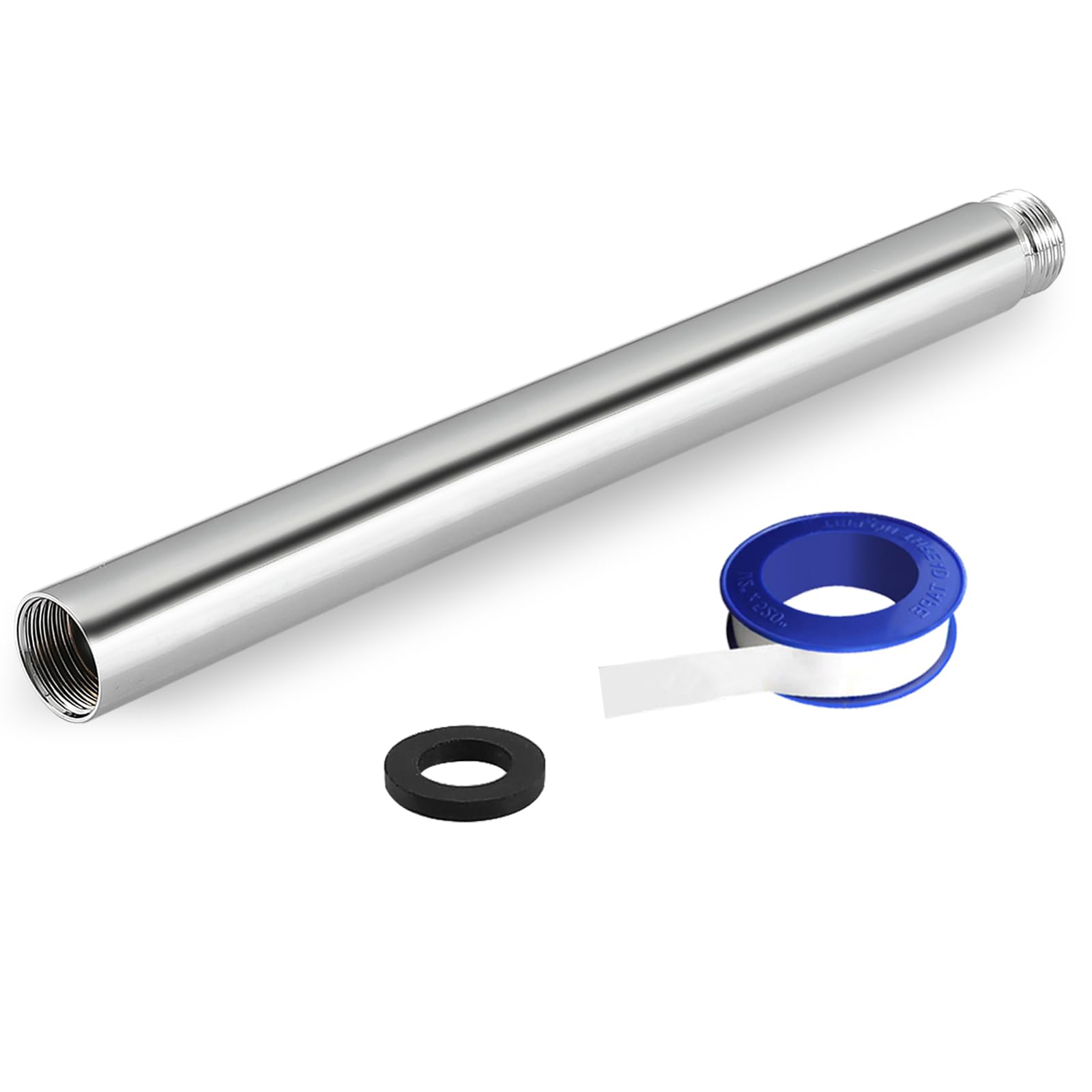 Photo 1 of Nuodan Shower Extension Arm, Solid Stainless Steel Shower Pipe Extension with Teflon Tape and Washer, For Lowering or Extending Showerhead (10 Inch, Chrome)