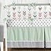 Sweet Jojo Designs 9-Piece Grey, Coral and Mint Woodland Arrow Crib Bed Bedding Set with Bumper for a Newborn Baby Girl