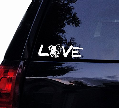 Tshirt Rocket Pitbull Decal - Smiley Pit Bull Love - Vinyl Car Decal, Laptop Decal, Car Window Sticker (8