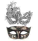 Couple Masquerade Mask Metal Masks Venetian Party
