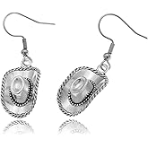 Western Cowgirl Earrings for Women Silver Cowgirl Dangle Earrings Texas Spur Drop Earrings Cowgirl Boot Hat Drop Earrings Rodeo Boho Dresses Jewelry Accessories