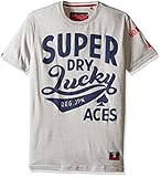 Superdry Men's Lucky Aces Graphic T-Shirt, Phoenix Grey Grit, Large