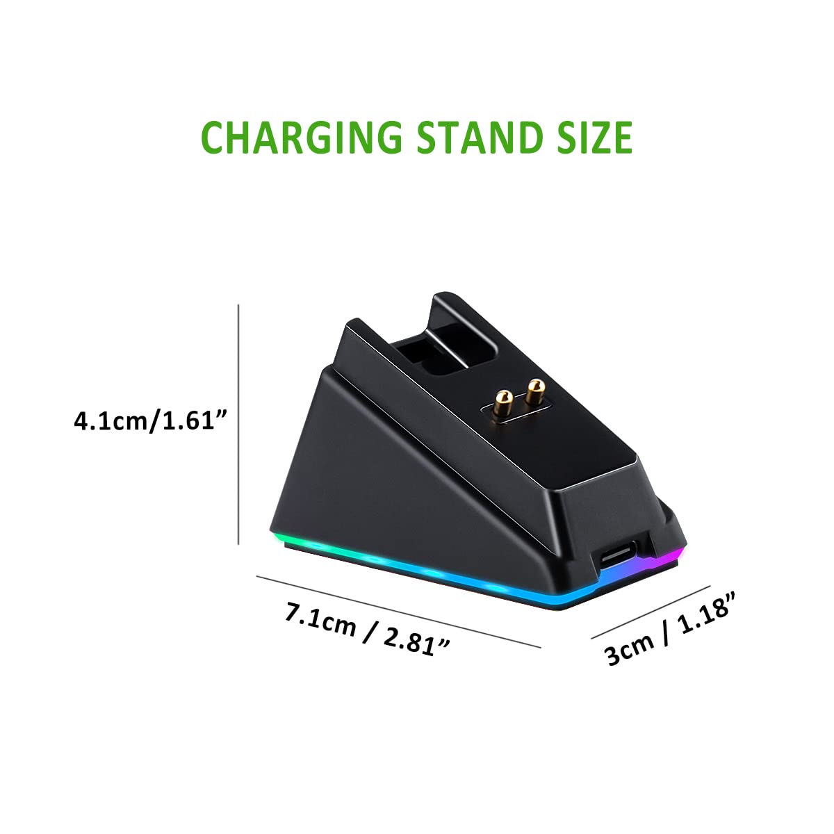 RGB Charger Dock with USB Charging Cable Compatible for Razer Basilisk/Viper Ultimate/Naga Pro/deathadder v2 Pro Mouse