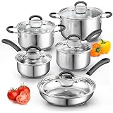IKEA Oumbärlig Set Pentole 7 Pezzi In Acciaio Inox - Con Rivestimento Antiaderente - Adatto A Induzione