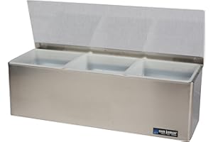 San Jamar Ez-Chill Garnish Center Condiment Holder with Hinged Lid for Kitchen, Bar, And Restaurants, Stainless Steel, 3 Quarts, Silver