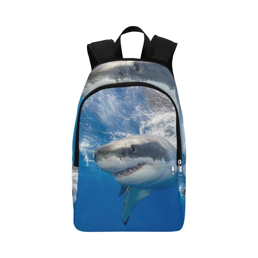 Fierce Great White Shark Casual Daypack Travel Bag College School Backpack for Mens and Women